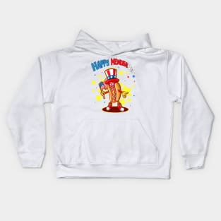 Happy Memorial Day Hot Dog American Flag Patriotic Summer USA Funny Kids Hoodie